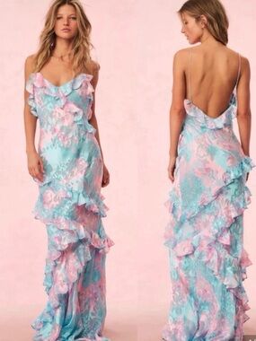 NWT LoveShackFancy Rialto Pastel Ruffle Maxi Dress